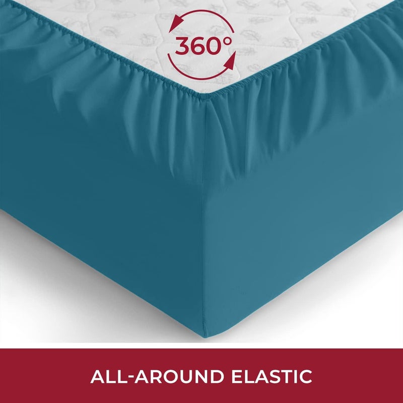 Mellanni King Fitted Sheet - Iconic Collection Bedding Sheets with up to 16 inch Deep Pocket - Soft & Cooling - Fade & Stain Resistant - 1 PC (King  Teal) - Image 4